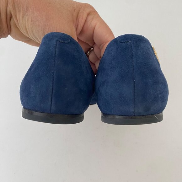 Tory Burch Elizabeth Flats Shoes Suede Blue - Picture 8 of 11